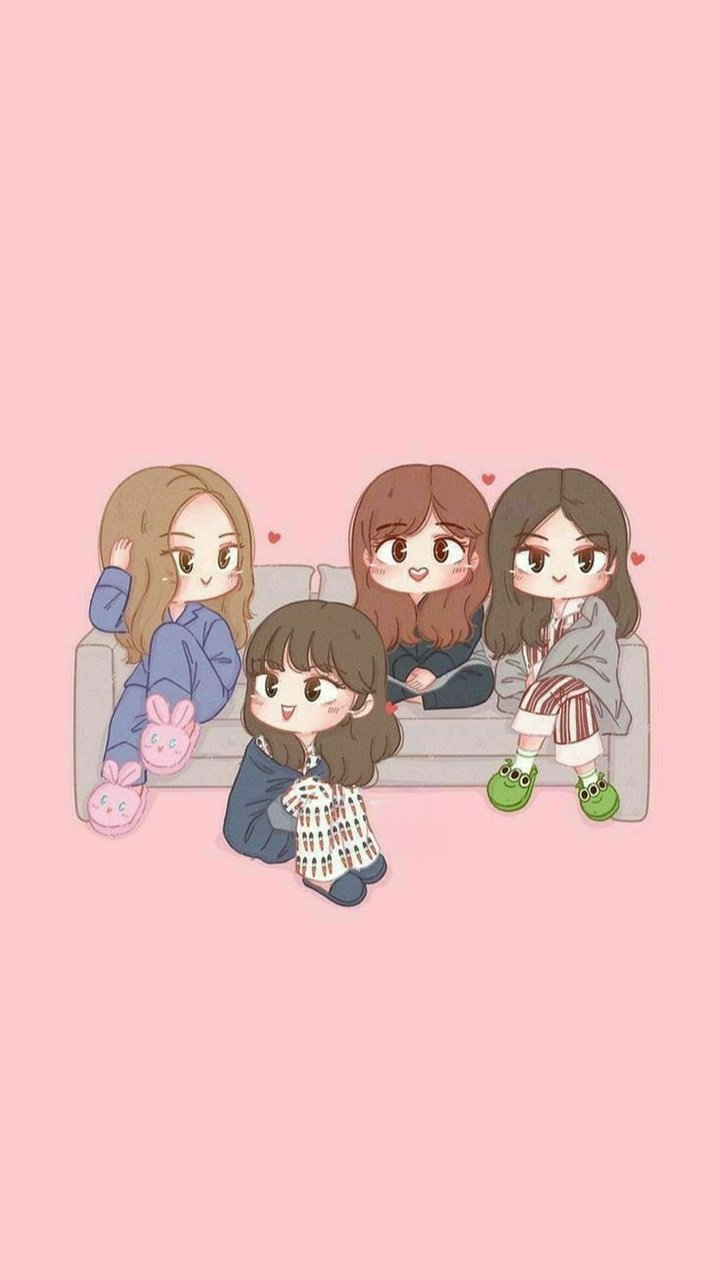 Ảnh hình nền điện thoại chibi Blackpink cute đáng yêu