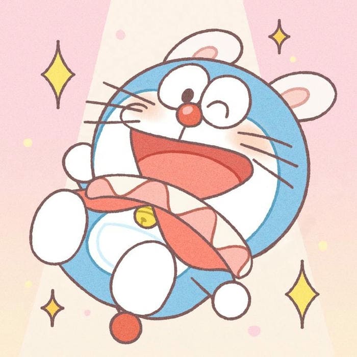 Hình ảnh avatar Doraemon tai thỏ đáng yêu