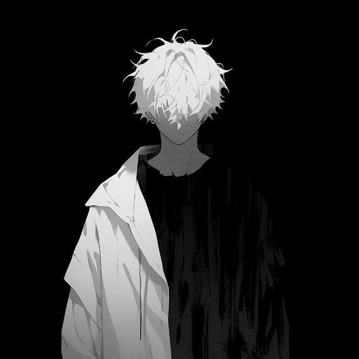 Ảnh avatar sad boy anime đen trắng