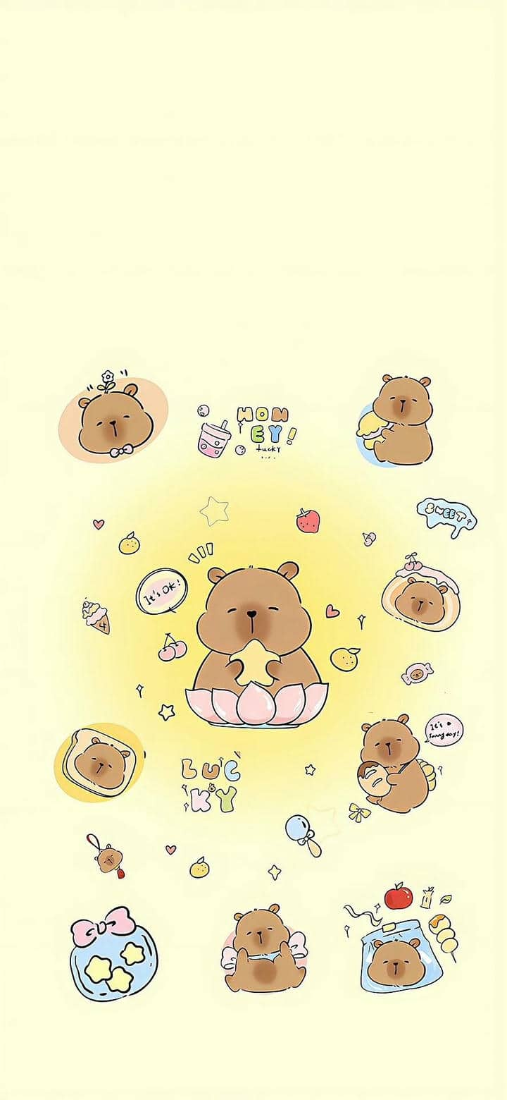 Ảnh hình nền Capybara vô tri cute cho điện thoại